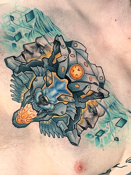 Colour chest tattoo
