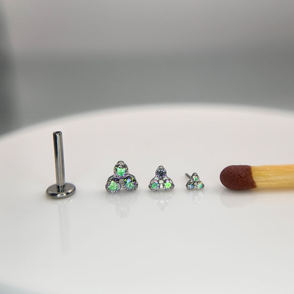 Thumbnail: Industrial Strength Shine CZ "Menage a Trois" Trinity Titanium - Threadless