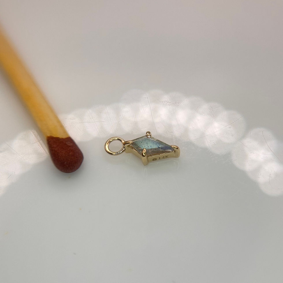 Thumbnail: Modern Mood Jace Charm Genuine Labradorite Kite 14kt Yellow Gold