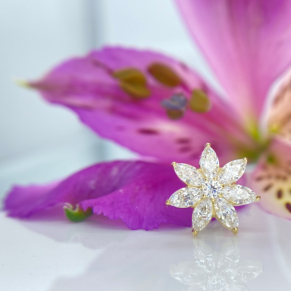 Thumbnail: Foes Jewelry Comet Flower 14kt Yellow Gold Clear Crystal cz