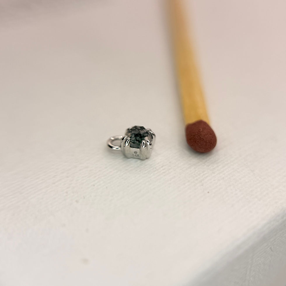Thumbnail: Modern Mood Rose Cut Moss Agate Charm 14kt White Gold