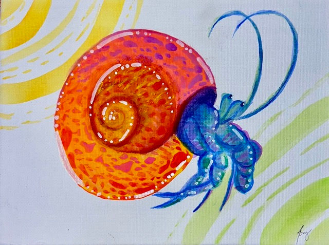 Hermit Crab Painting 8"x6" (Original)
