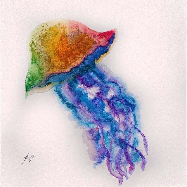 Jelly Fish Painting 12"x12" (Original)
