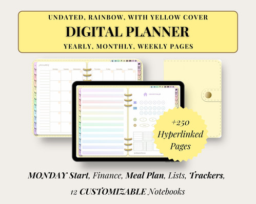 Undated Rainbow Digital Planner: Ultimate Tool for Organization and ...