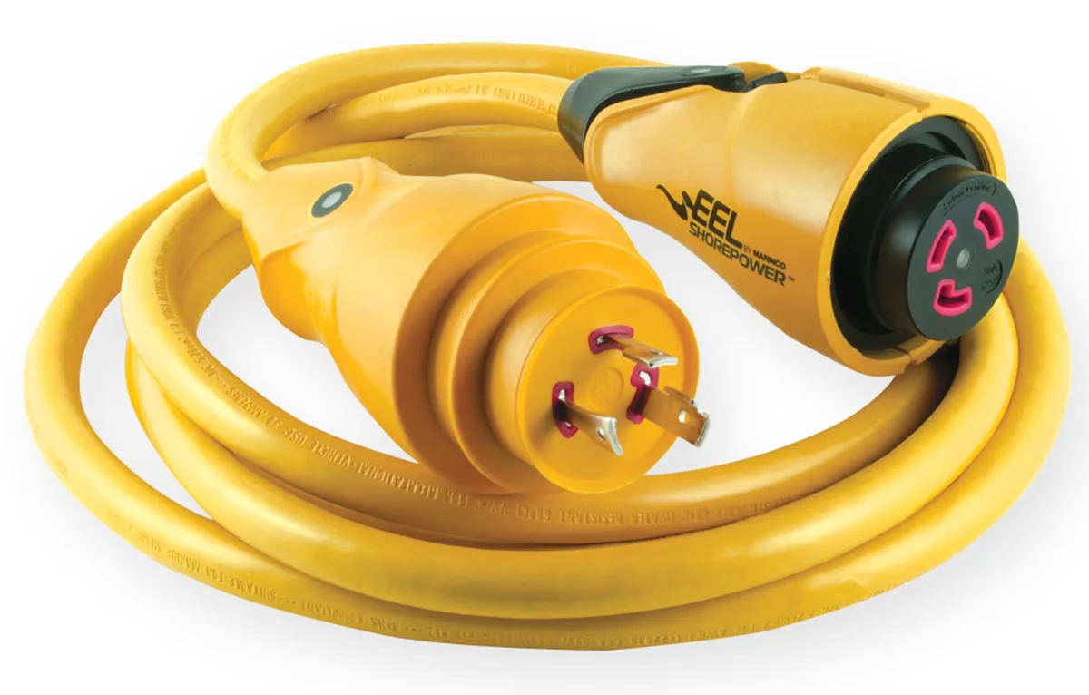 Marinco CS3025 30A 125V EEL Cordset Yellow, 25 ft Mexico Marine