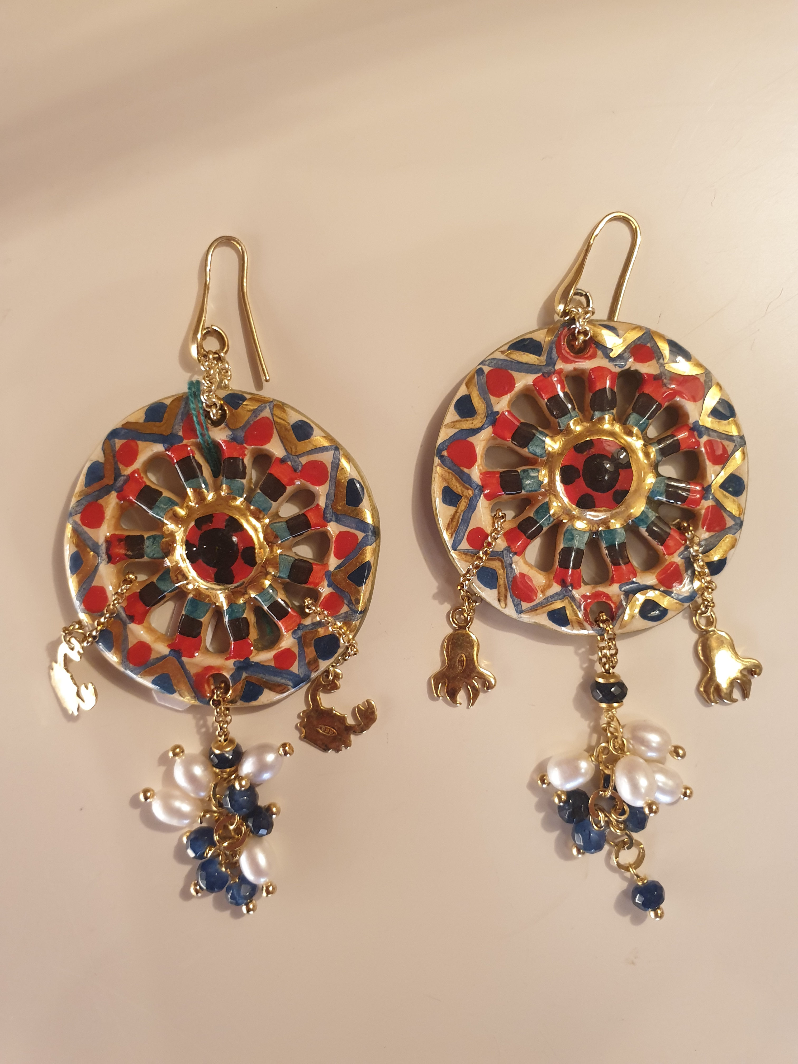 Orecchini in ceramica di Caltagirone ruota