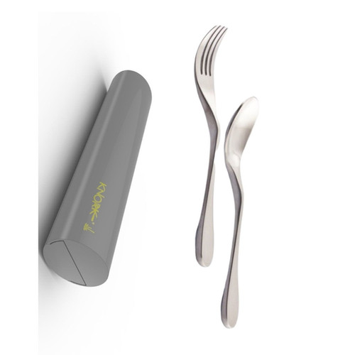 Eco Travel Set, 2 Piece Utensil Plus Case, Silver KNORK