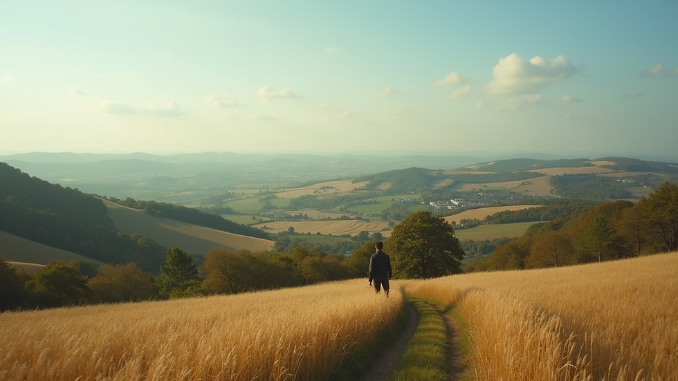 Wide angle view of a scenic French landscape