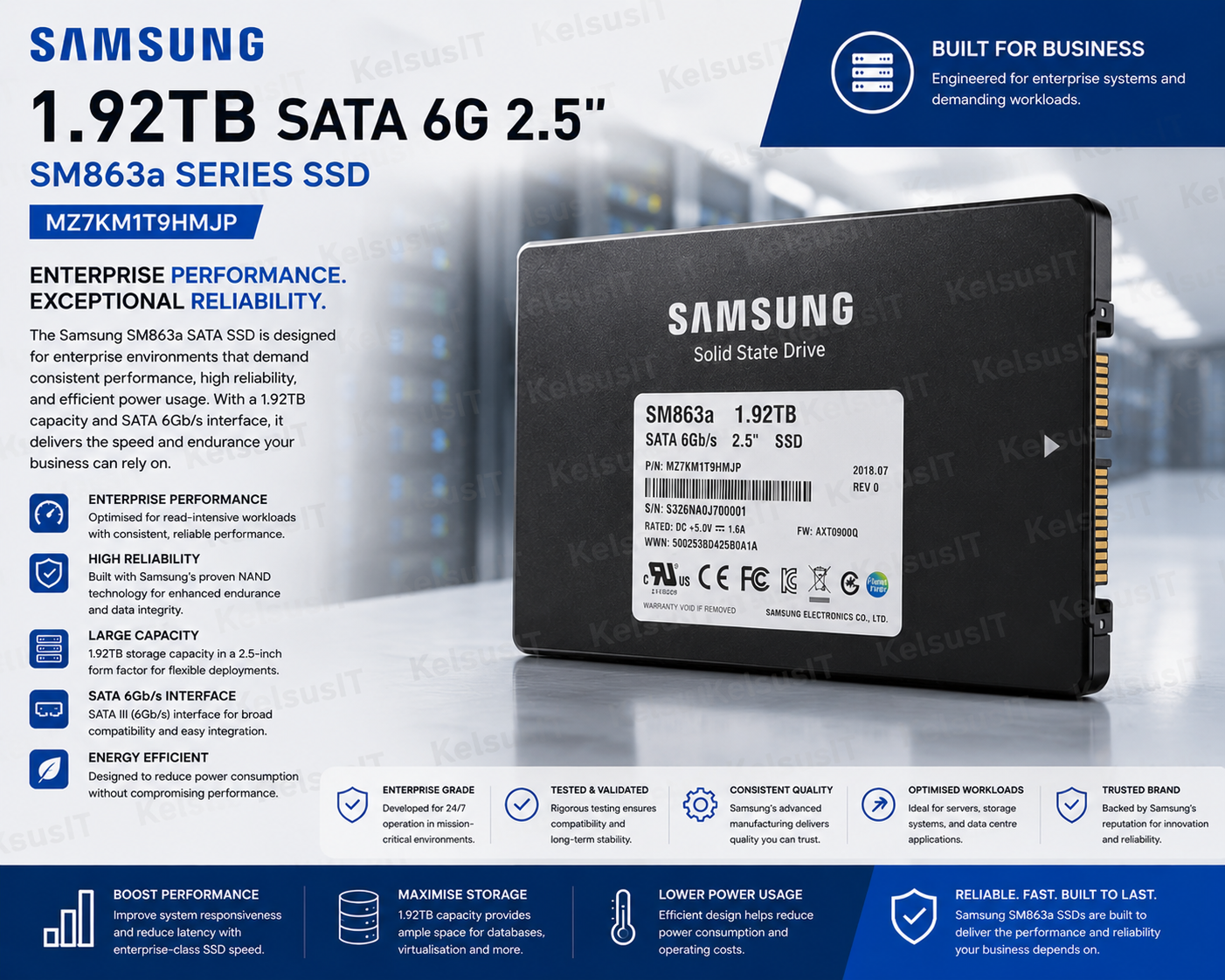 Samsung 1.92TB SATA 6Gb/s 2.5" SM863a Enterprise SSD – MZ7KM1T9HMJP