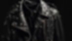 a high resolution extreme close up of a studded punk leather jacket, bondage gear, with a
