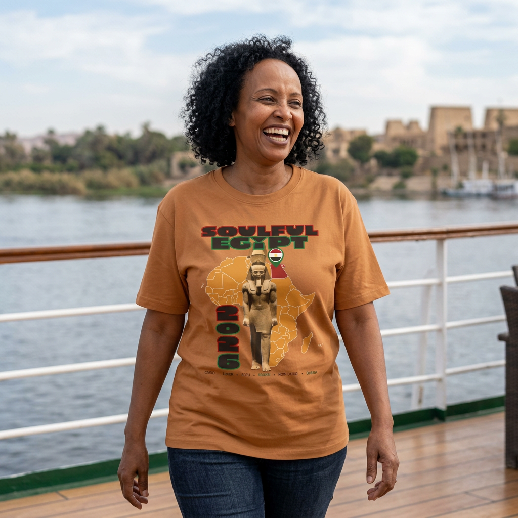 Egypt Africa Statue Graphic Tee – 'Souleyl Egypt 2026' Vintage Travel Shirt