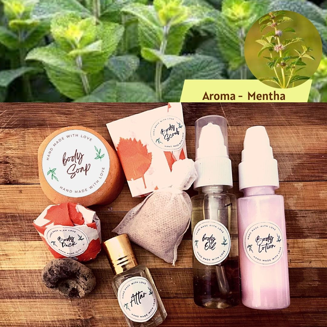 MENTHA ARVENSIS OIL Skin Care Combo Kit-Body Polishing & Relaxing Spa