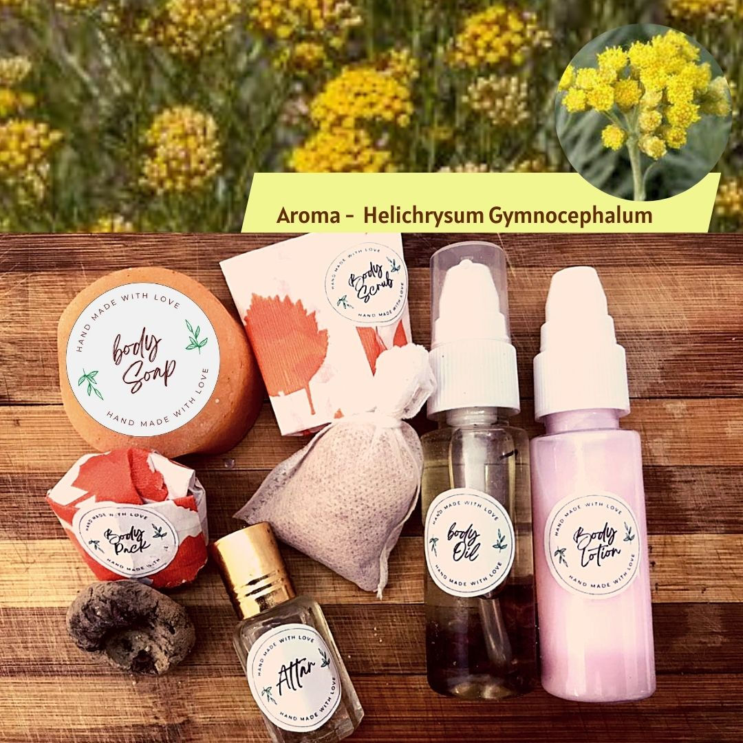HELICHRYSUM ESSENTIAL OIL Skin Care Combo Kit-Body Polishing & Relaxing Spa