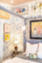 Vibrant bedroom interior design with bold patterns and colorful wallpaper by Miami interior designer