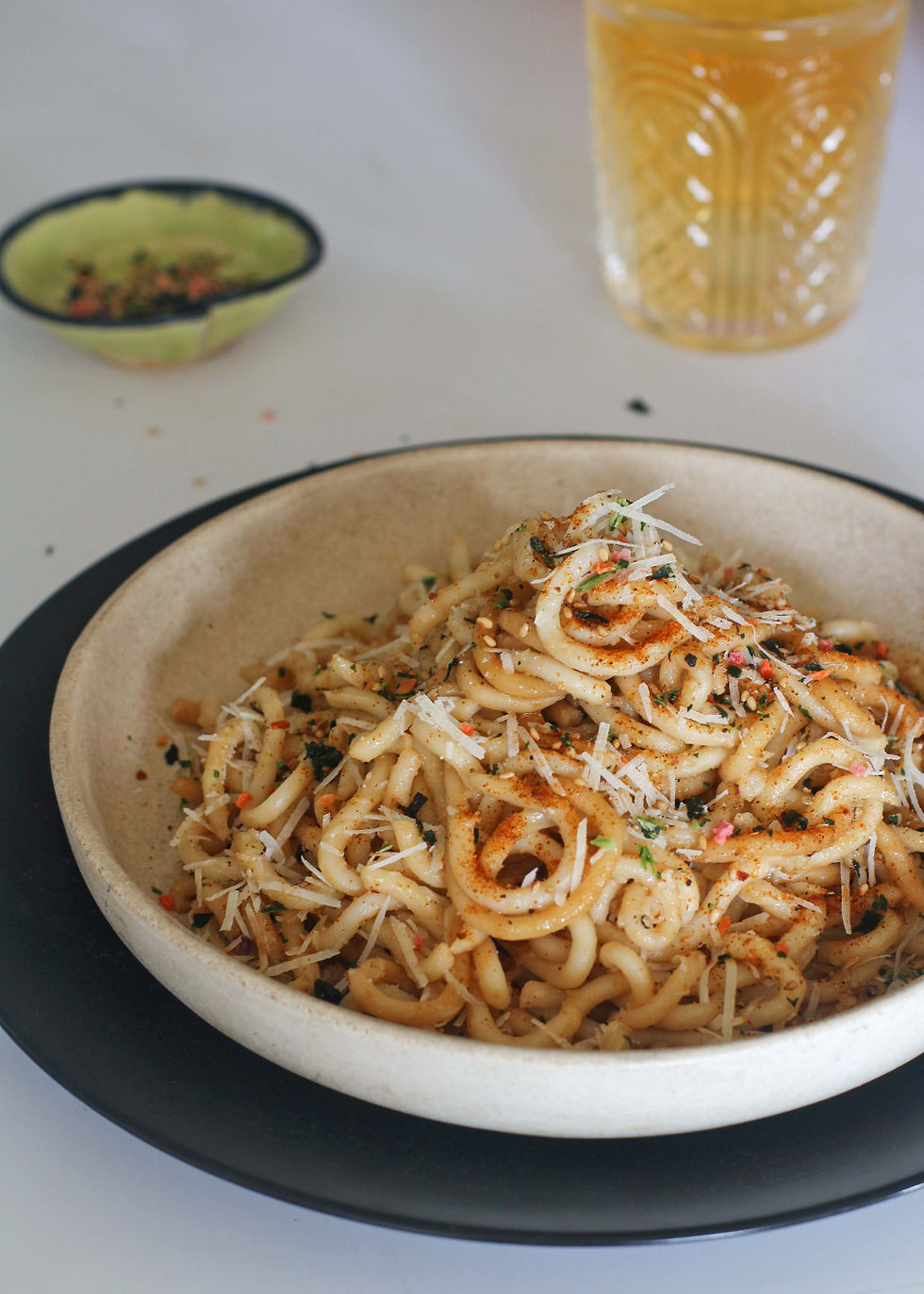 miso cacio e pepe udon