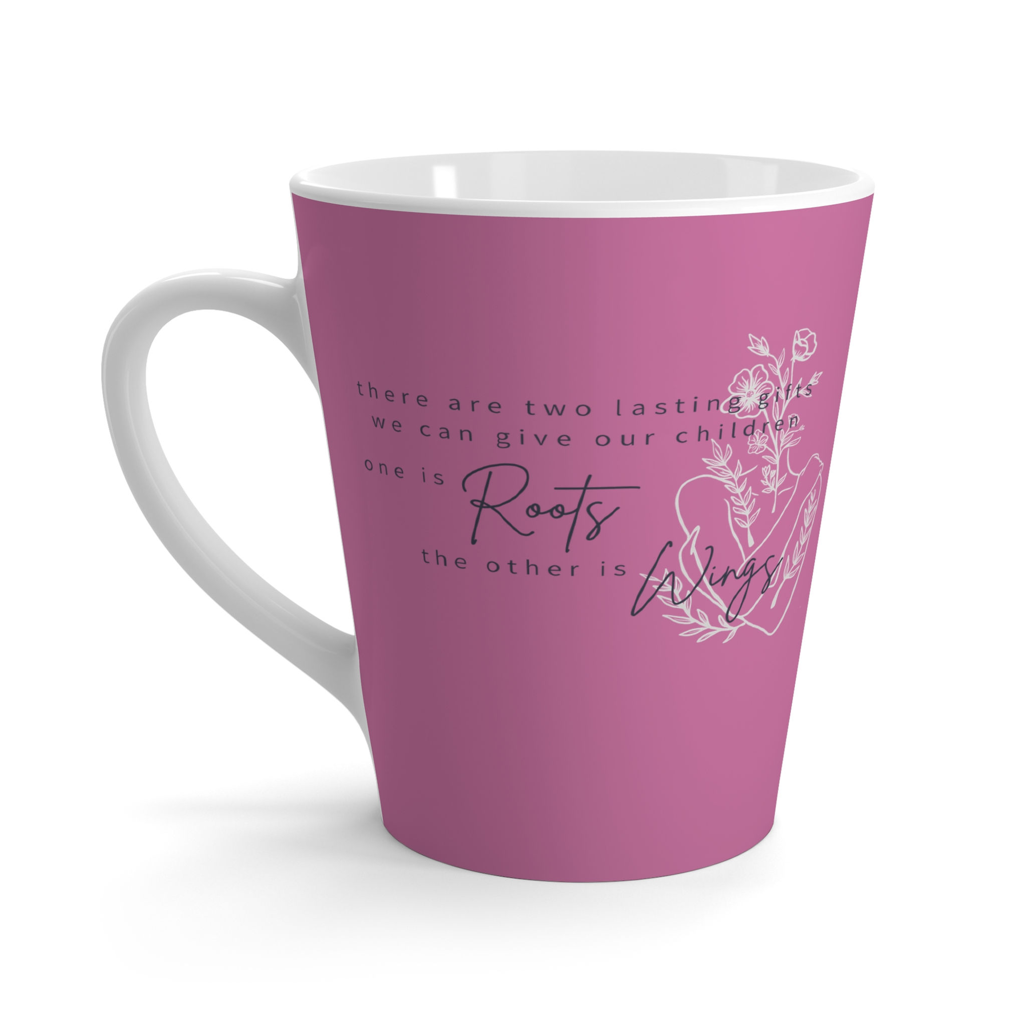 Pink Latte Mug - Roots and Wings, Mother's Day Gift