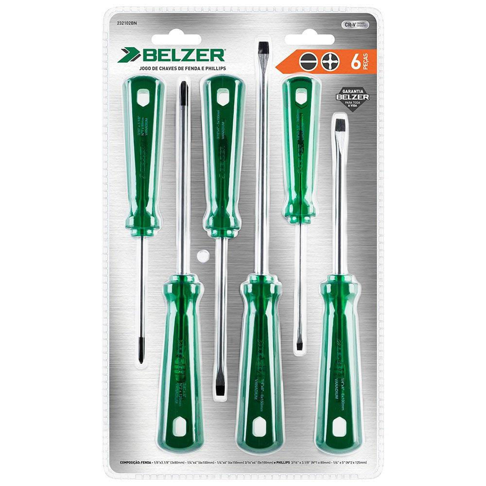 JOGO CHAVE FENDA PHILLIPS BELZER 6 PEÇAS