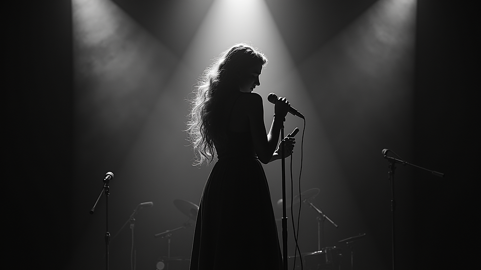 Eye-level view of Ember Wrenn performing on stage