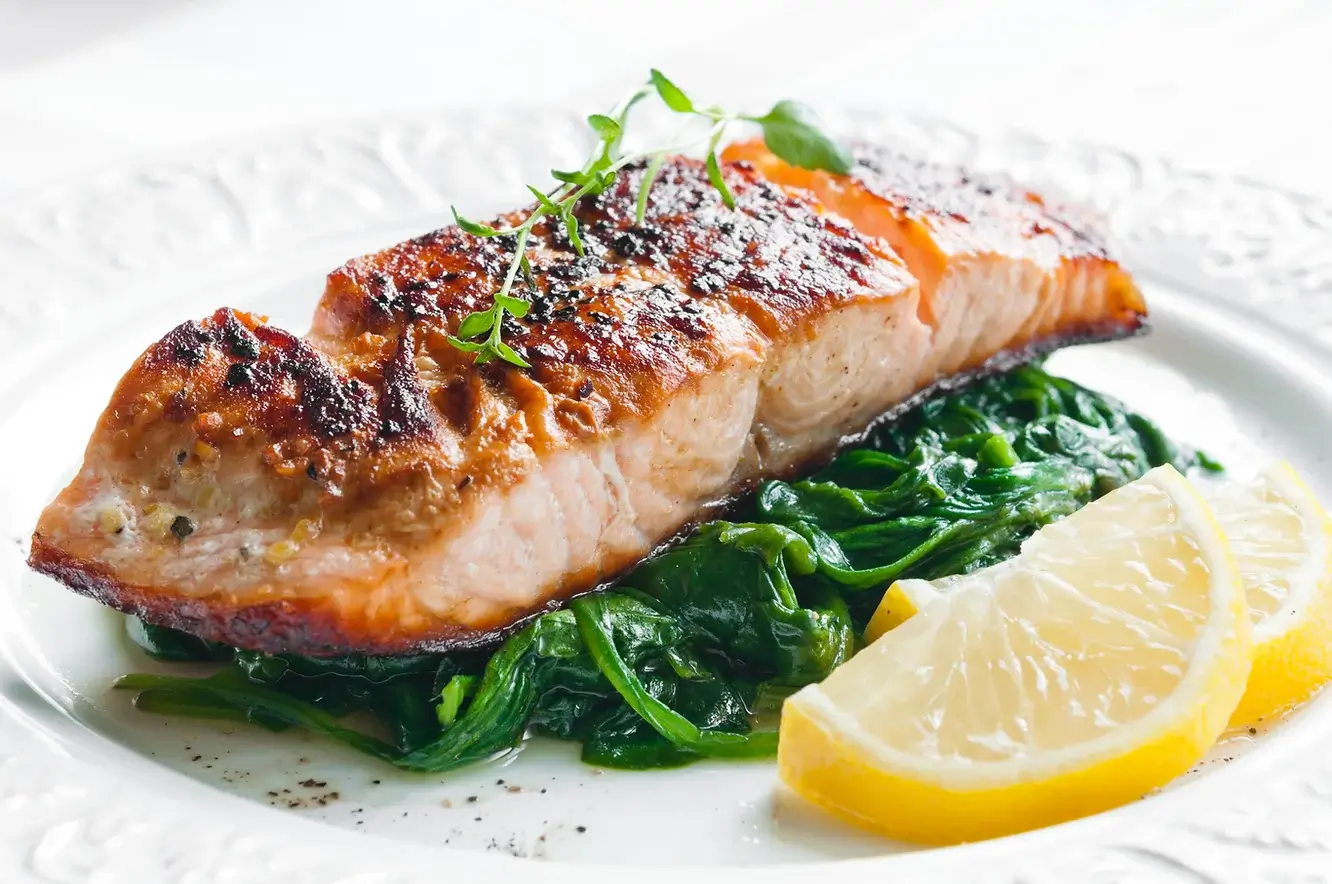 Roasted Salmon with Miso Cream & Honey Glaze