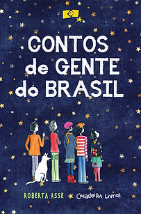capa do livro contos de gente, com um grupo de crianças olhando para o céu