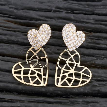Double Heart Gold Plated Cz Dangle Earring