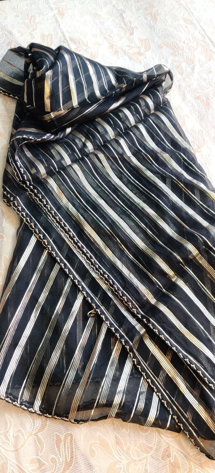 Black and Golden Organza Dupatta