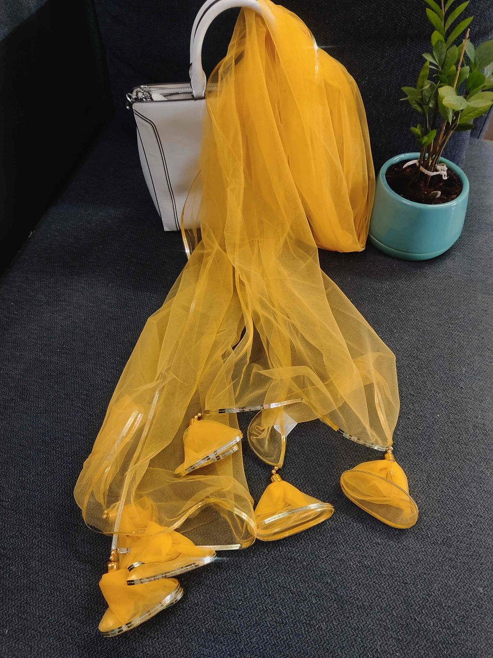 Thumbnail: Pastel Yellow Soft Net Dupatta with Tassels
