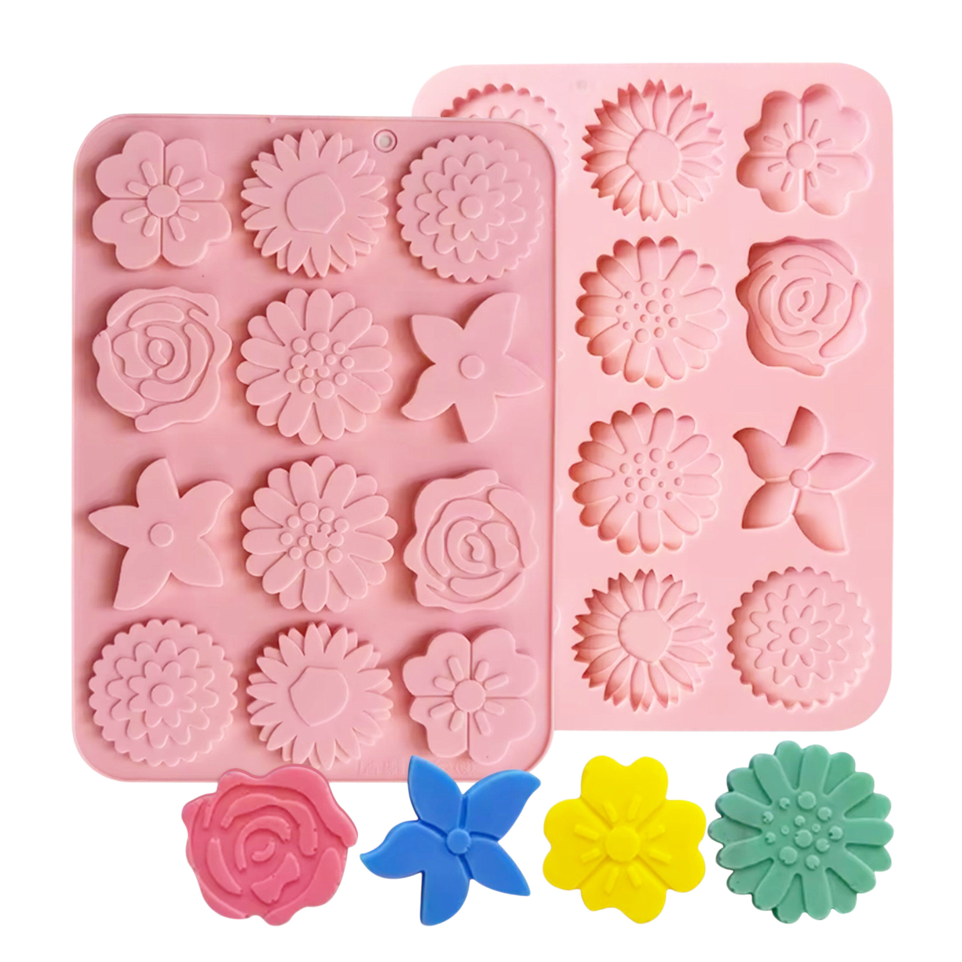 Molde silicón flores x12