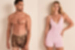 From the new Adore Me Soft Touch collection: Classic Cotton Boxer for men, and pink Jersey Romper on the company website.