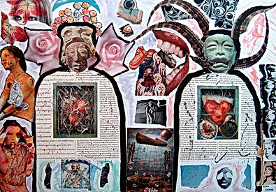 58江中裕子『長谷川君と表裏の人』コラージュ72.8×103㎝2002