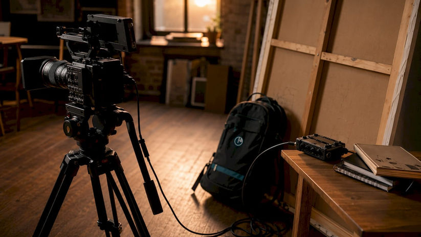 Video camera setup in empty conference room