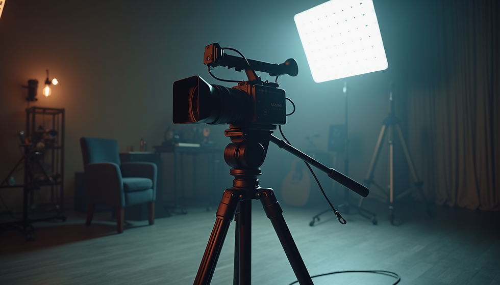 An image of a video camera in a studio