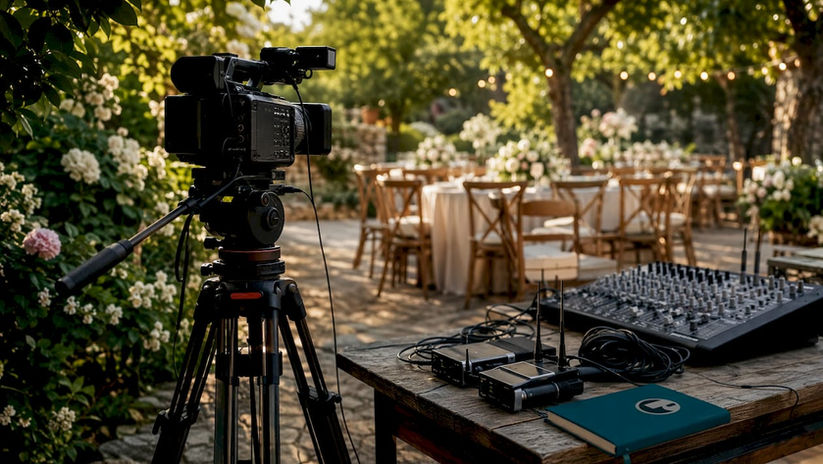 Video equipment in elegant gala ballroom