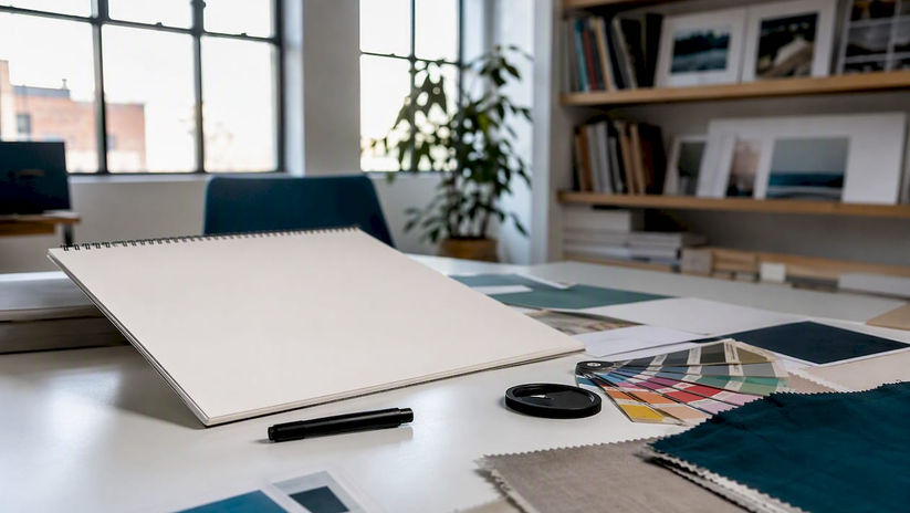 Workspace with storyboard and color swatches