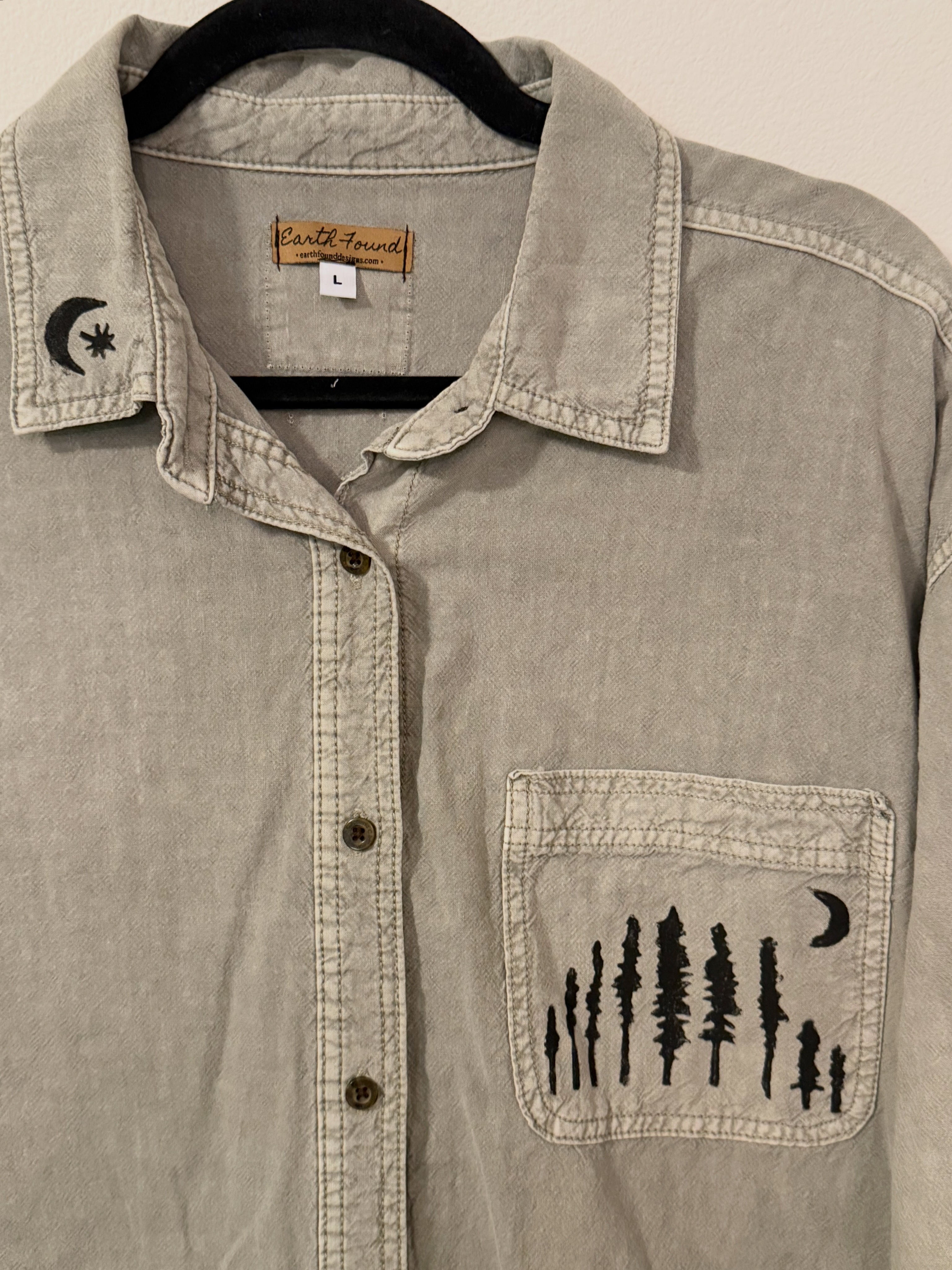 Redwood Treeline Printed Top- Reworked Size Large