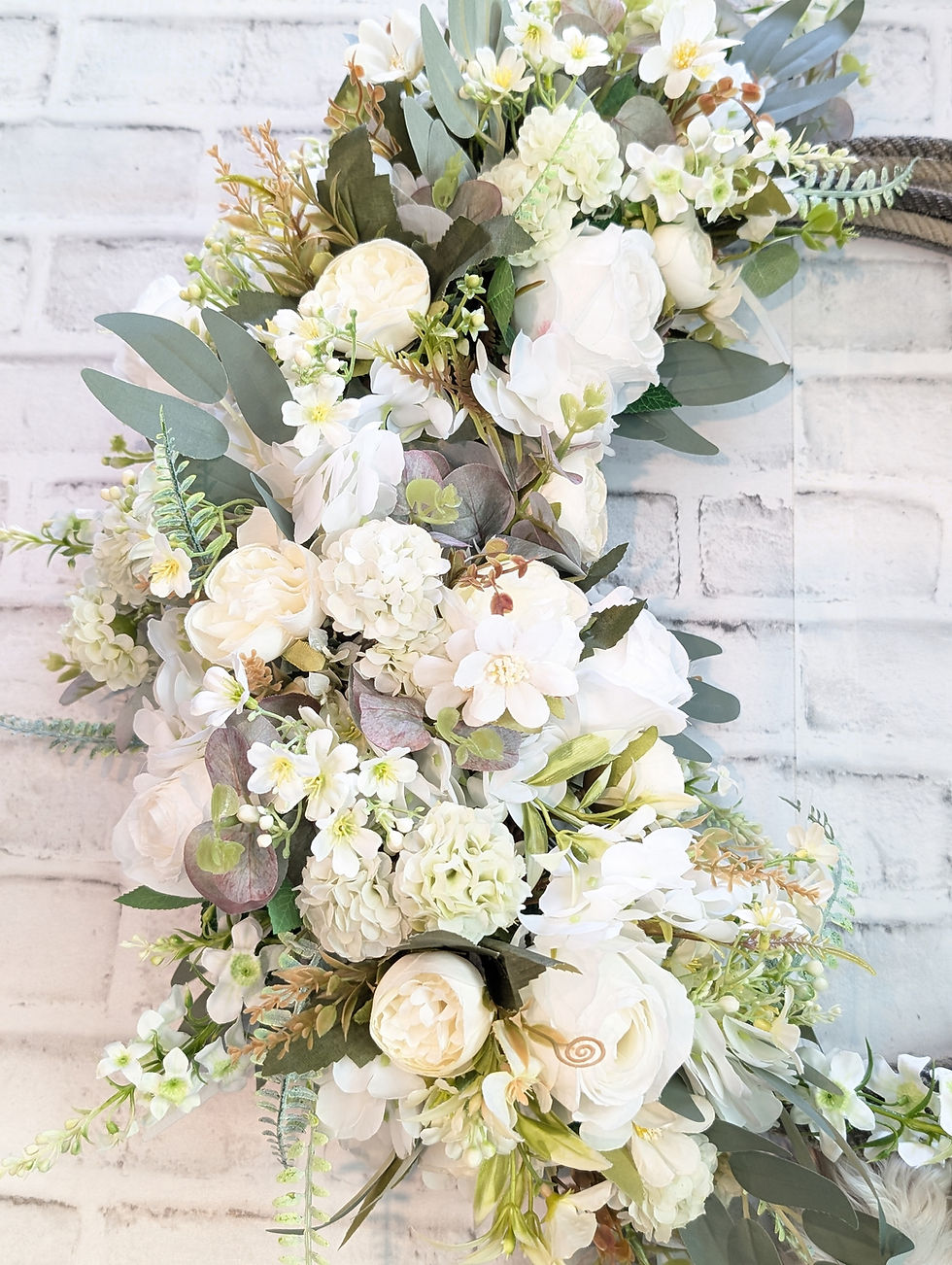 Elegant ivory and green sola flower wreath