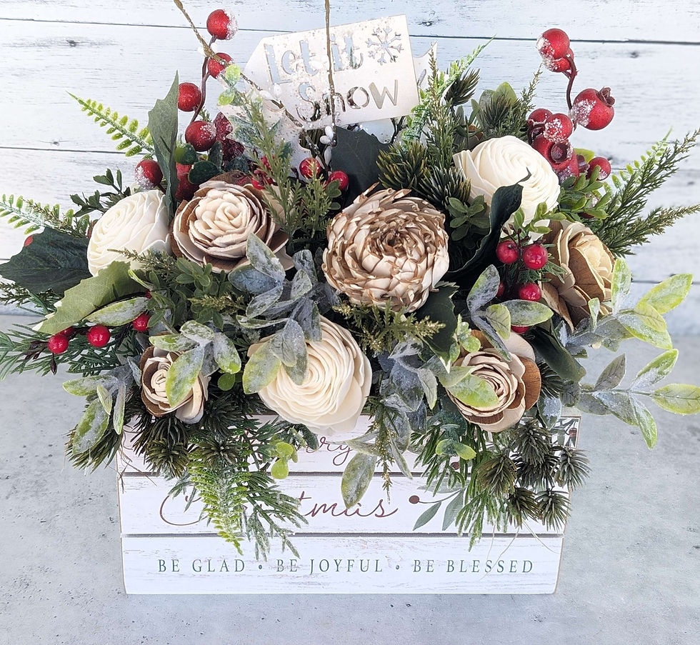 Christmas floral arrangement: Let it snow & Christmas cheer