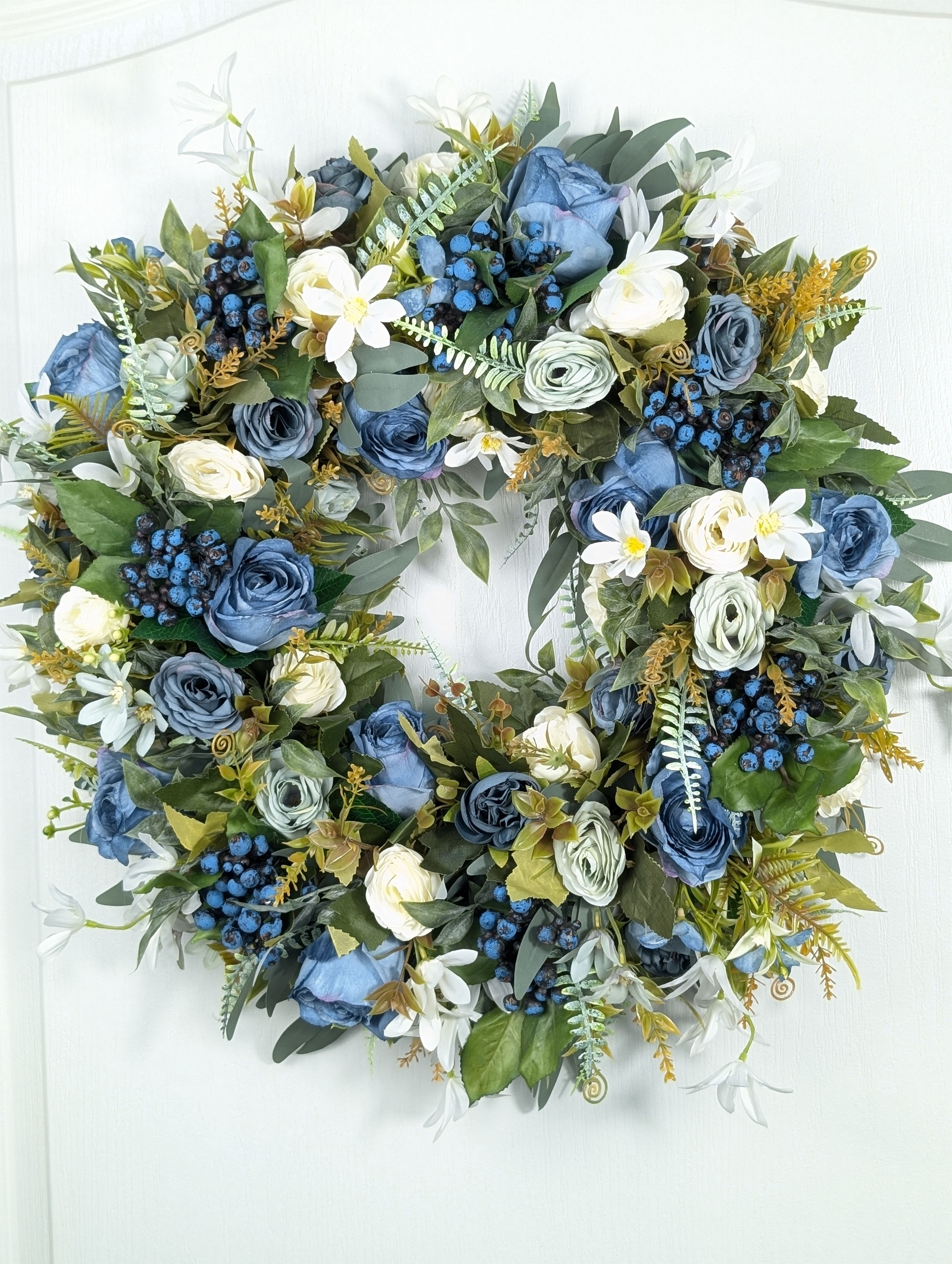 Blueberry  22" Silk Floral Wreath 
