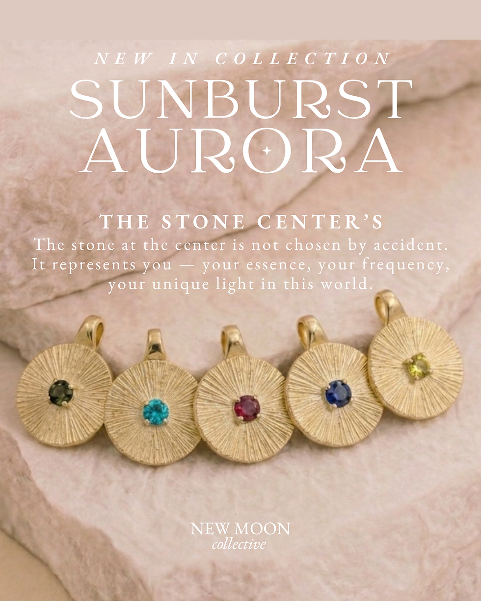 Sunburst Aurora pendant necklace, gold-plated brass, New Moon Collective