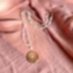 Venus Sequence Mala – gold plated beaded necklace with coin pendant, handmade in Bali