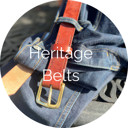Hand stitched oak bark tanned, Leather belts
