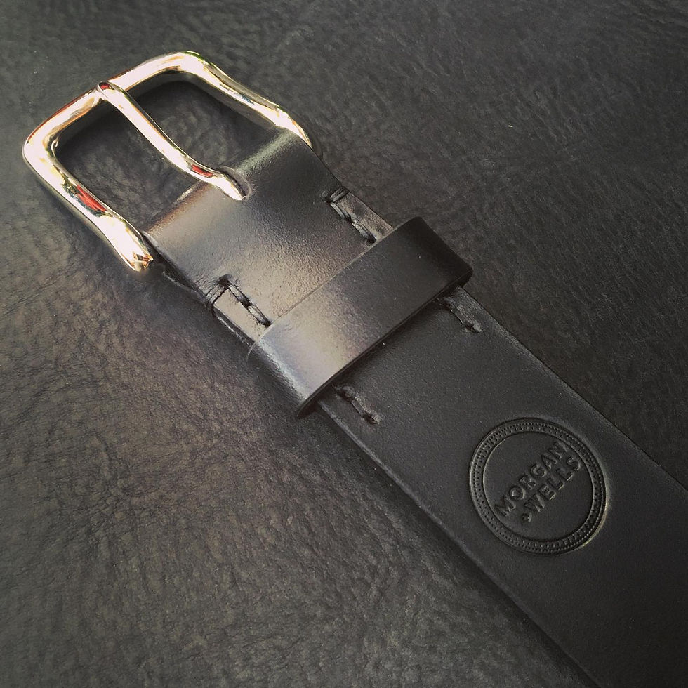 Miniatura: Black oak bark tanned leather belt.  British made leather belt with solid brass buckle.  Your belt for life.