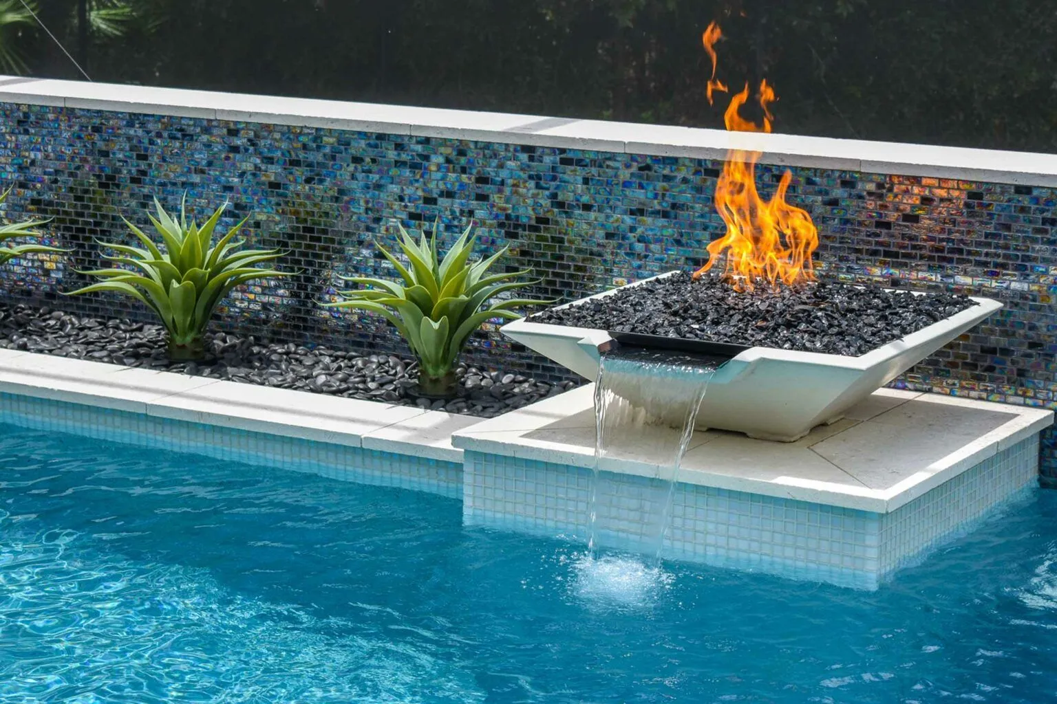 pool with fire and water bowl