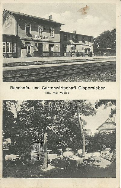 Ansichtskarte I Bahnhofs- und Gartenwirtschaft Gisperleben