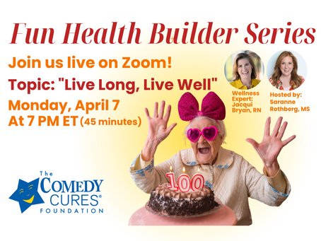 Big News & Live April 7th Zoom Event: ComedyCures w/Saranne!