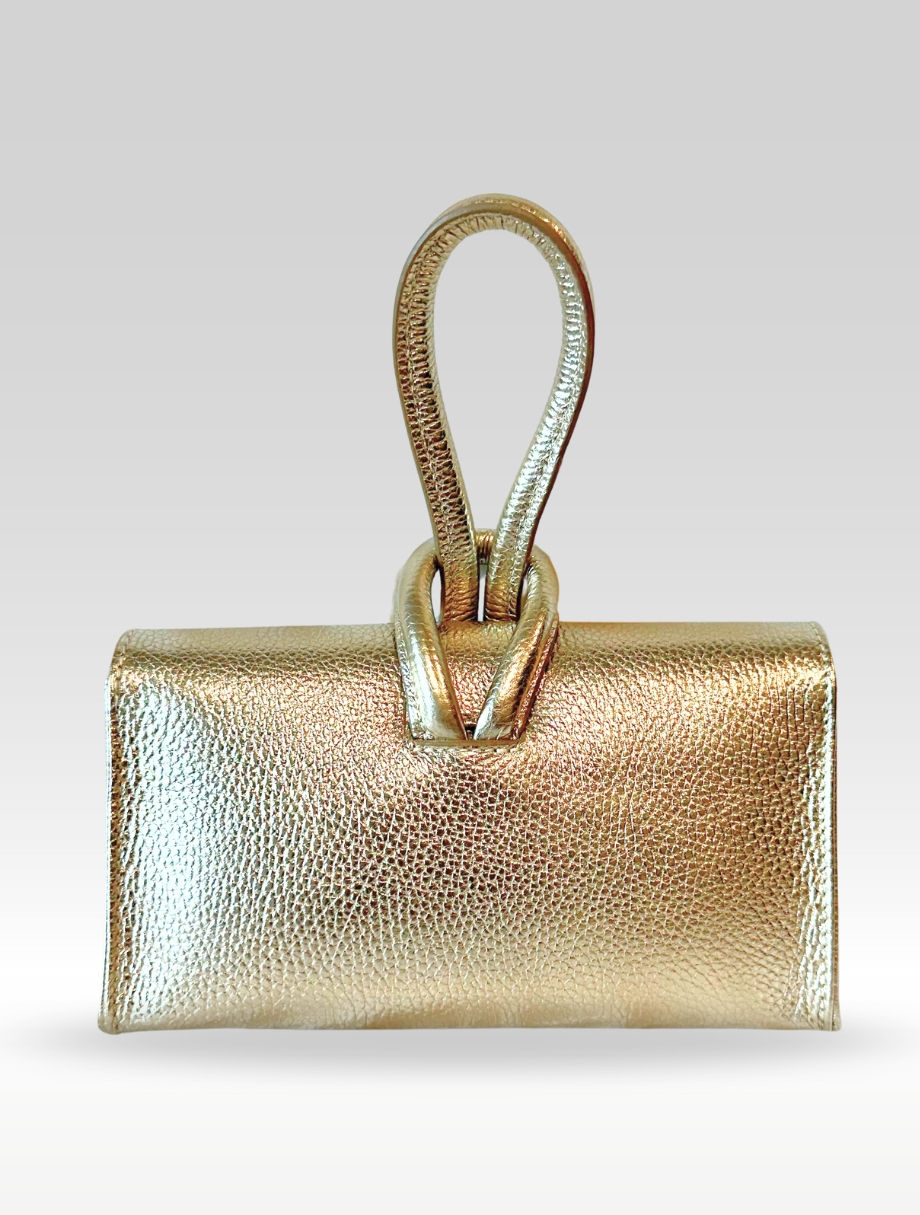 Thumbnail: Wristlet leather bag gold