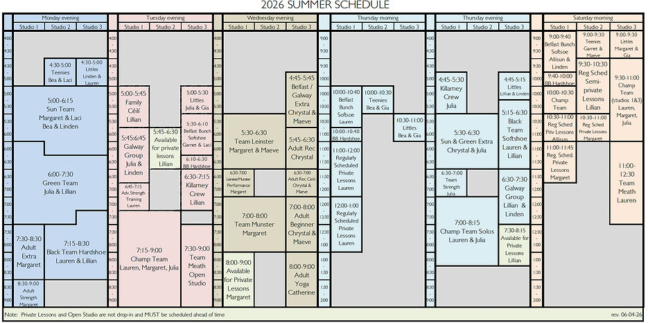 Summer Schedule