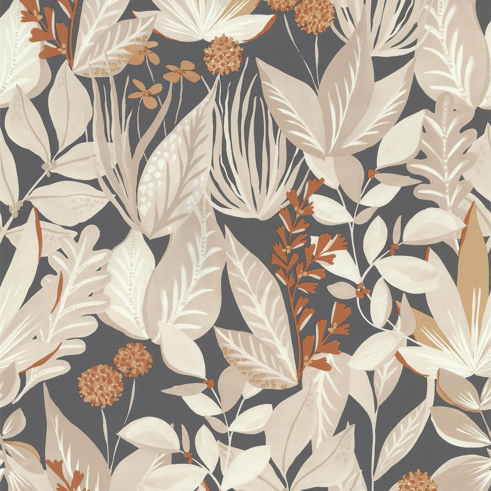 POMPON FLORAL BEIGE FOND GRIS