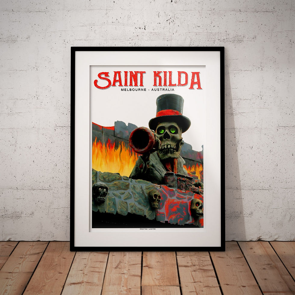 Thumbnail: Melbourne Poster - Luna Park Ghost Train Melbourne Poster - Luna Park Ghost Tra