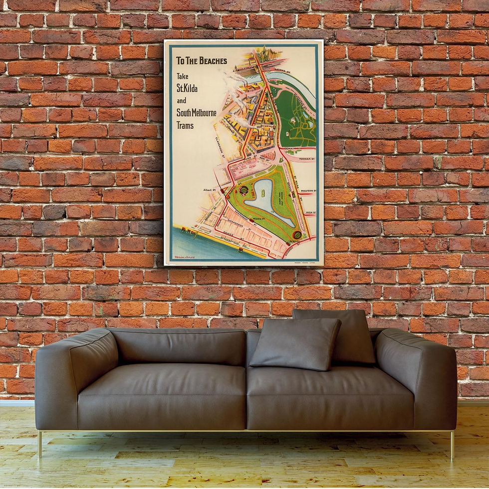 Thumbnail: Melbourne Map Poster - To the beaches, St. Kilda and Sth Melb